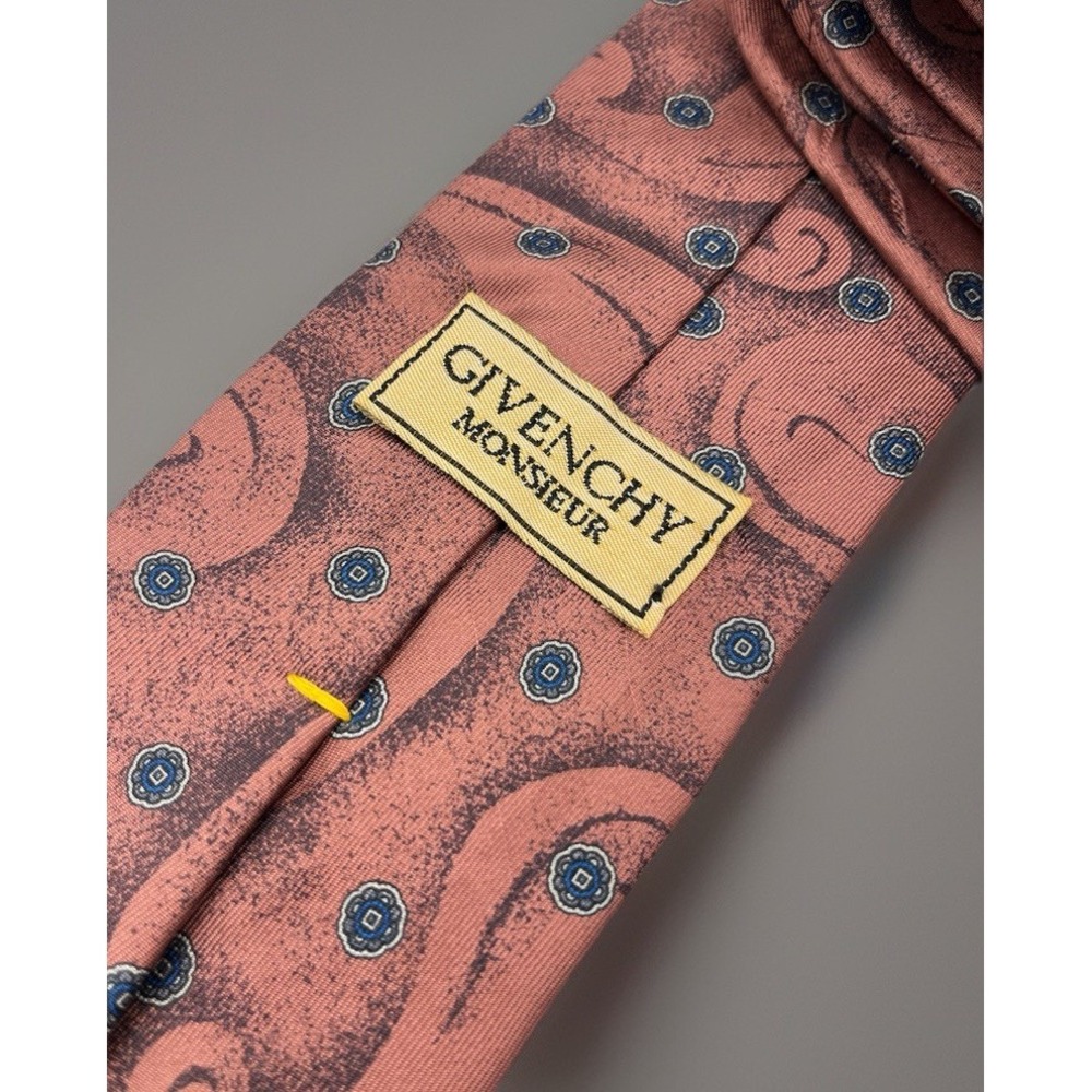 VTG Givenchy Monsieur Made In Italy Paisley Abstract Floral Silk Tie 60in Long - Picture 4 of 7
